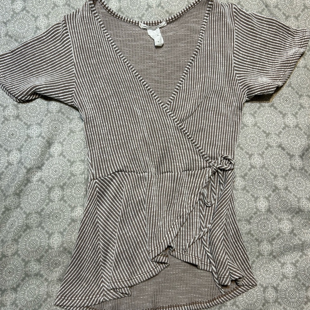 Caution To The Wind Black and White Striped Blouse